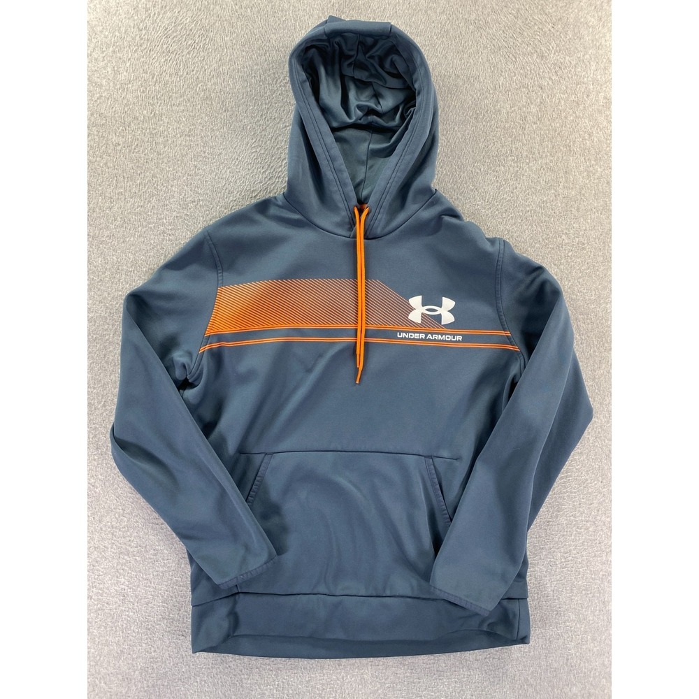 Under Armour Pullover Fleece Hoodie Mens Large‎ Blue Sweatshirt Outdoors Pocket